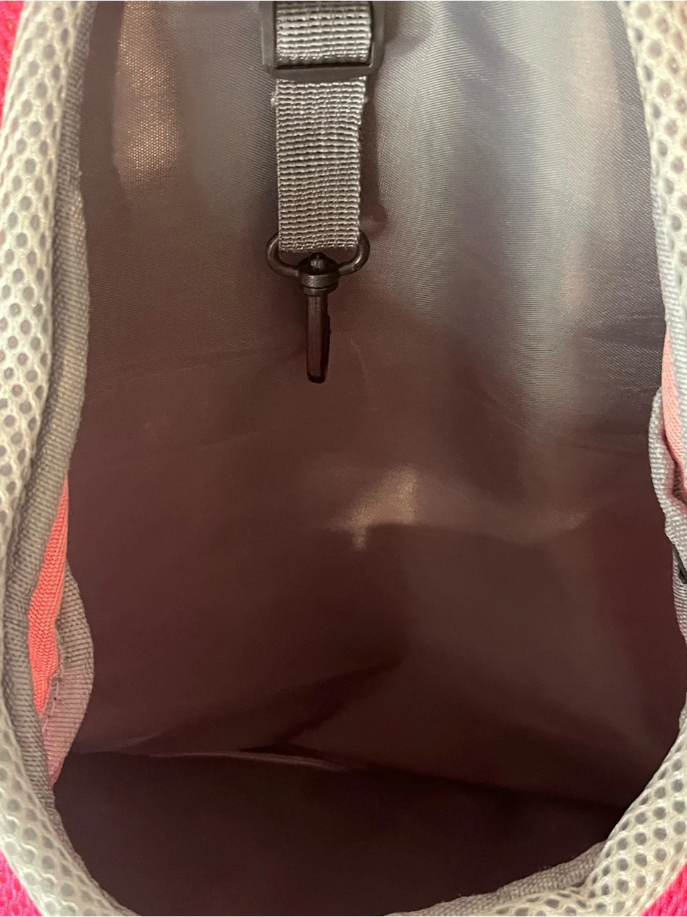 Pink Mesh Small Pet Travel Backpack Carrier with Gray Trim